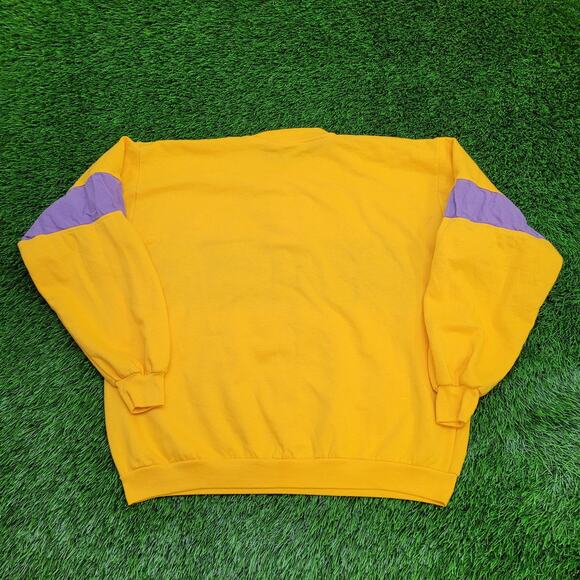 Vintage St-Johns Bay Sweatshirt XL 24x25 Yellow Purple - Picture 2 of 10